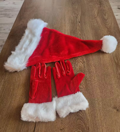 Santa Hat & Gloves Set – Christmas Costume Accessories